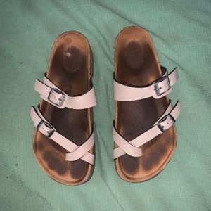 Tan Birkenstocks.